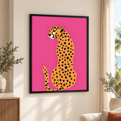 Leopard Abstract Art Over Pink Background | Abstract Animal Artwork #00379