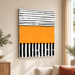 Black & Orange Abstract Art Over White Background | Abstract Office Artwork #00385