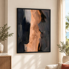 Black & Brown Abstract Art Paint Strokes | Abstract Office Artwork #00391