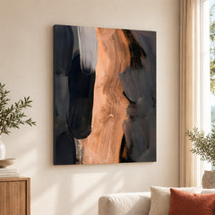 Black & Brown Abstract Art Paint Strokes | Abstract Office Artwork #00391