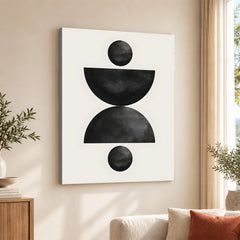 Black & Grey Geometric Moon Shape | Abstract Office Artwork #004
