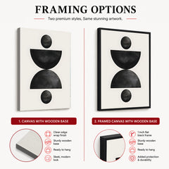 Black & Grey Geometric Moon Shape | Abstract Office Artwork #004