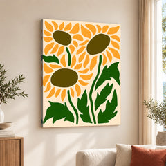 Green & Gold Floral Abstract Art Over White Background | Abstract Floral Artwork #00409
