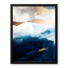 Blue & Gold Abstract Art Over White Background | Abstract Office Artwork #00410
