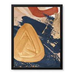 Blue & Gold Abstract Art Over Beige Background | Abstract Office Artwork #00427