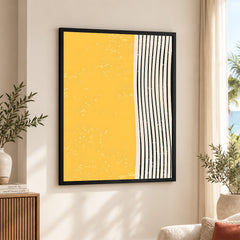 Black & Gold Abstract Line Art Over White Background | Abstract Office Artwork #00431