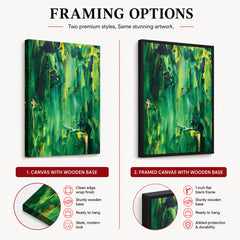 Green & Yellow Abstract Paint Oil Art Over White Background | Abstract Office Artwork #00434