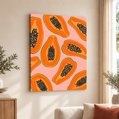 Black & Orange Abstract Fruit Seeds Design Over Beige Background | Abstract Floral Artwork #00435