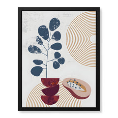 Black & Red Abstract Floral Design With Gold Lines Over White Background | Abstract Floral Artwork #00437