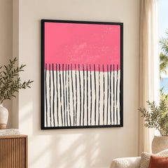 Black & Pink Abstract Design Over White Background | Abstract Office Artwork #00442