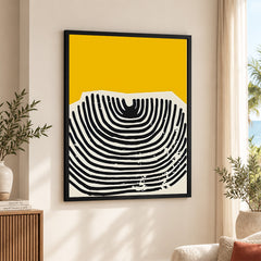 Black & Yellow Abstract Design Over White Background | Abstract Office Artwork #00446