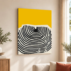 Black & Yellow Abstract Design Over White Background | Abstract Office Artwork #00446