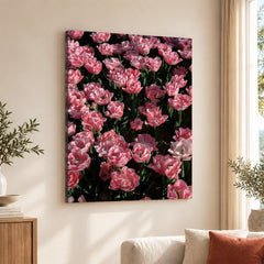 Beautiful Pink Flowers In Field Over Green Background | Abstract Floral Artwork #00451