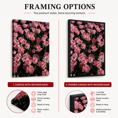 Beautiful Pink Flowers In Field Over Green Background | Abstract Floral Artwork #00451