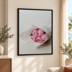 Beautiful Pink Flowers In Bouquet Over White Background | Abstract Floral Artwork #00452