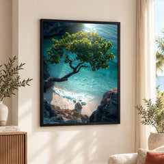 Beautiful View Of A Tree On A Beach | Abstract Nature Artwork #00468