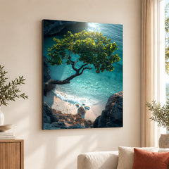 Beautiful View Of A Tree On A Beach | Abstract Nature Artwork #00468