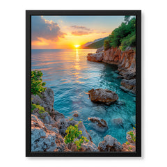 Beautiful View Of A Sunrise From A Beach | Abstract Nature Artwork #00469