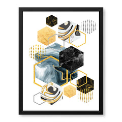 Colorful Abstract Geometric Shapes Over White Background | Abstract Office Artwork #00473