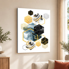 Colorful Abstract Geometric Shapes Over White Background | Abstract Office Artwork #00473
