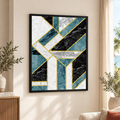 Colorful Abstract Geometric Shapes Over White Background | Abstract Office Artwork #00474