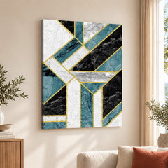 Colorful Abstract Geometric Shapes Over White Background | Abstract Office Artwork #00474