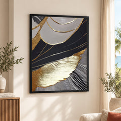 Black & Gold Abstract Design  Over White Background | Abstract Fashion Artwork #00476