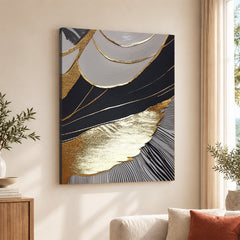 Black & Gold Abstract Design  Over White Background | Abstract Fashion Artwork #00476