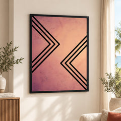 Black Lines Over Pink Tan Background Abstract Design | Abstract Office Artwork #0048