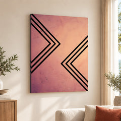 Black Lines Over Pink Tan Background Abstract Design | Abstract Office Artwork #0048