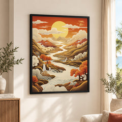 Beautiful View Of Sunrise From The Mountains | Abstract Nature Artwork #00483