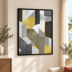 Black Gold & Grey Abstract Art Design Over White Background | Abstract Office Artwork #00485