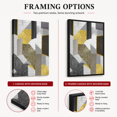 Black Gold & Grey Abstract Art Design Over White Background | Abstract Office Artwork #00485