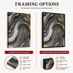 Black Gold & Grey Abstract Art Design Over White Background | Abstract Office Artwork #00486