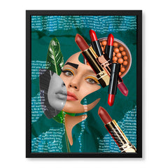 Red & Green Abstract Face Art Design With Lipsticks | Abstract Fashion Artwork #00487