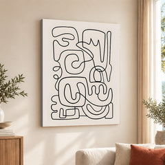Black Line Art On Grey Background Abstract Design | Abstract Office Artwork #0049