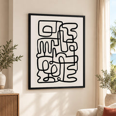 Black Line Art On Grey Background Abstract Design | Abstract Office Artwork #0050