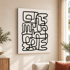 Black Line Art On Grey Background Abstract Design | Abstract Office Artwork #0050