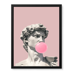 David Statue With Pink Bubble Gum | Abstract Fashion Artwork #00514