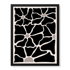 Beautiful Black Flowers Over Beige Background | Abstract Floral Artwork #00516