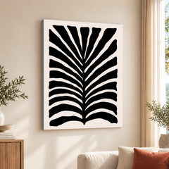 Beautiful Black Leaves Artwork Over Beige Background | Abstract Floral Artwork #00517