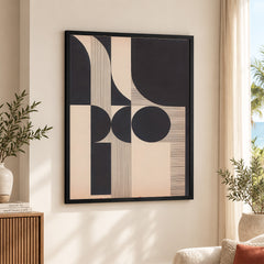 Black & Beige Geometric Shape Artwork | Abstract Office Artwork #00519