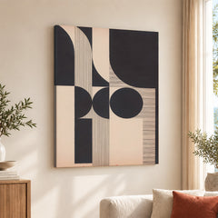 Black & Beige Geometric Shape Artwork | Abstract Office Artwork #00519