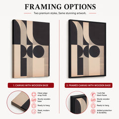 Black & Beige Geometric Shape Artwork | Abstract Office Artwork #00519