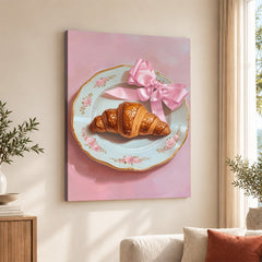 Croissant Delight on Vintage Plate | Abstract Fashion Artwork #00523