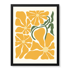 Beautiful Yellow Flowers With Green Leaves | Abstract Floral Artwork #00525