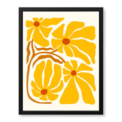 Beautiful Yellow Flowers With Red Leaves | Abstract Floral Artwork #00526