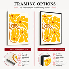 Beautiful Yellow Flowers With Red Leaves | Abstract Floral Artwork #00526
