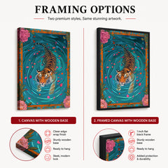 Brave Bengal Tiger Swimming In The Lake | Abstract Animal Artwork #00527