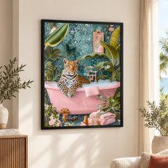 Aesthetic Brave Tiger In A Bath Tub | Abstract Animal Artwork #00528
